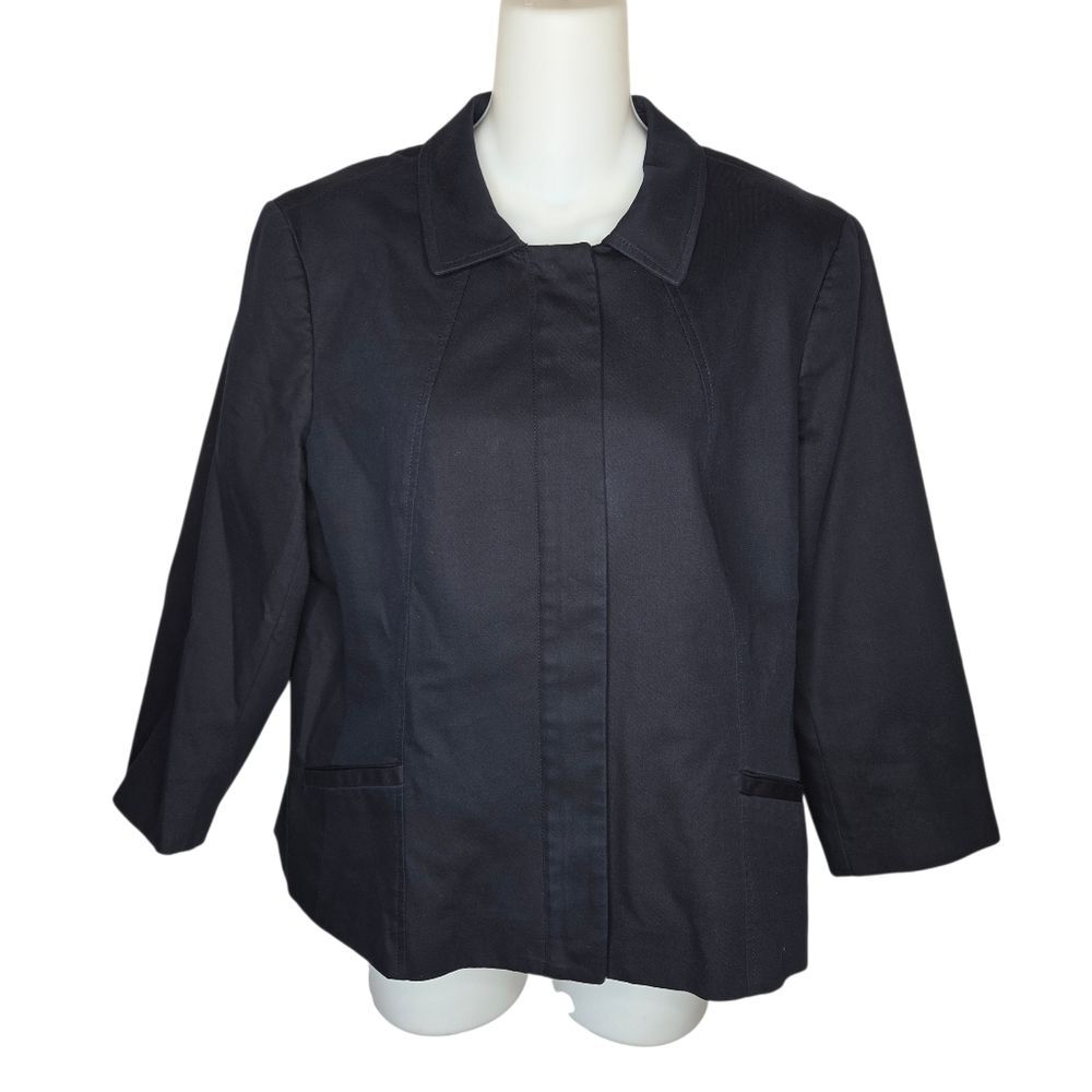 Talbots Petites Dark Navy Blue Twill Jacket Coat Size 16p 16 Petite